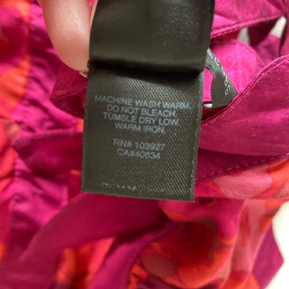 Marc by Marc Jacobs orange & pink floral print midi dress, silk magenta trim (4) - Picture 5 of 7